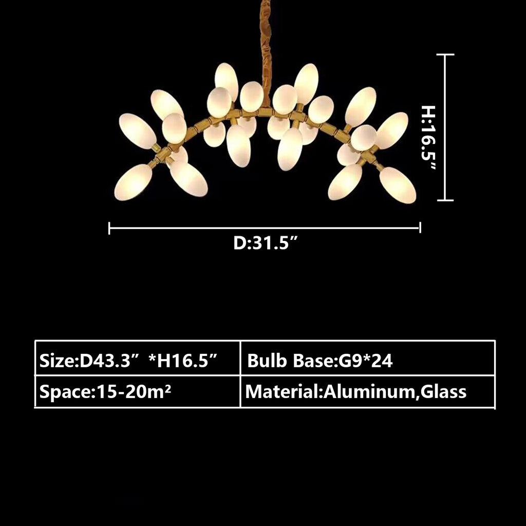 D43.3"*H16.5" EXTRA LARGE 24LIGHTS GLASS CHANDELIER