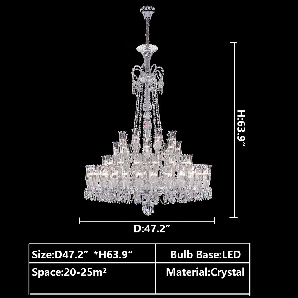 d47.2"*h63.9" extra large crystal and glass luxury chandelier art flower crystal light fixture boho baccarat crystal chandelier candle branch tiered light fixture for big-foyer/hallway/entryway/staircase