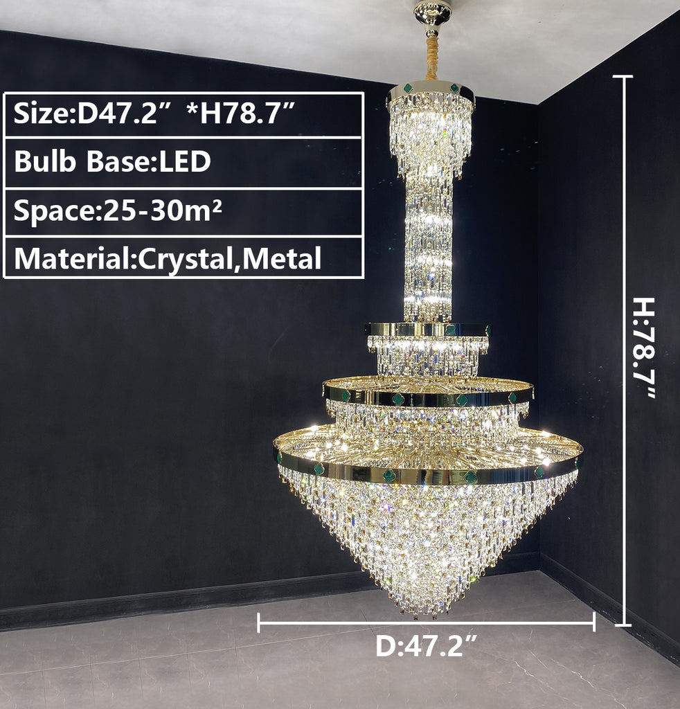 D47.2"*H78.7"  Oversized Multi-Tier Empire Crystal Chandelier for Big Hallway/Foyer/2-Story Living Room