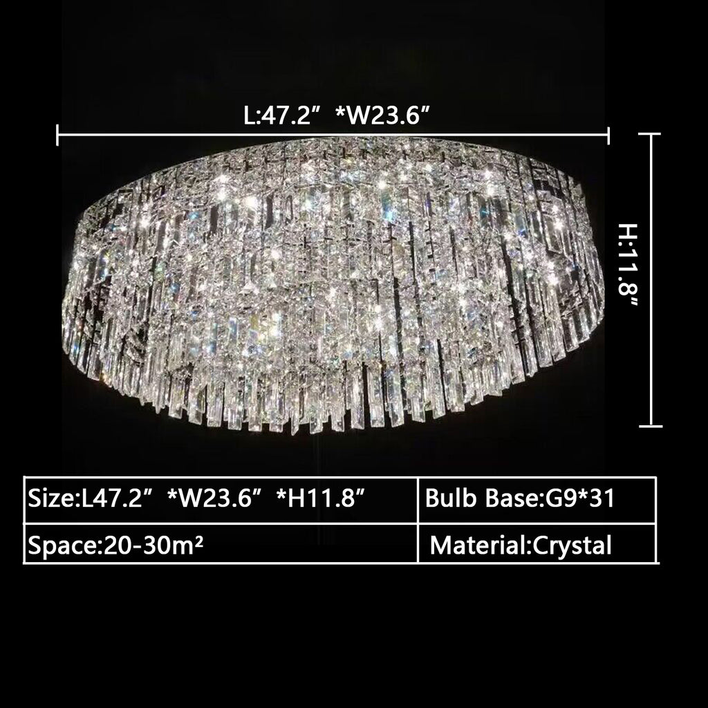 L47.2" Extra large /oversized flush mount crystal chandelier tassel multi-tiered chandelier light ceiling light fixture for living room/dining room/bedroom/high-ceiling room/loft/apartment villa dining table ,coffee table ,bar
