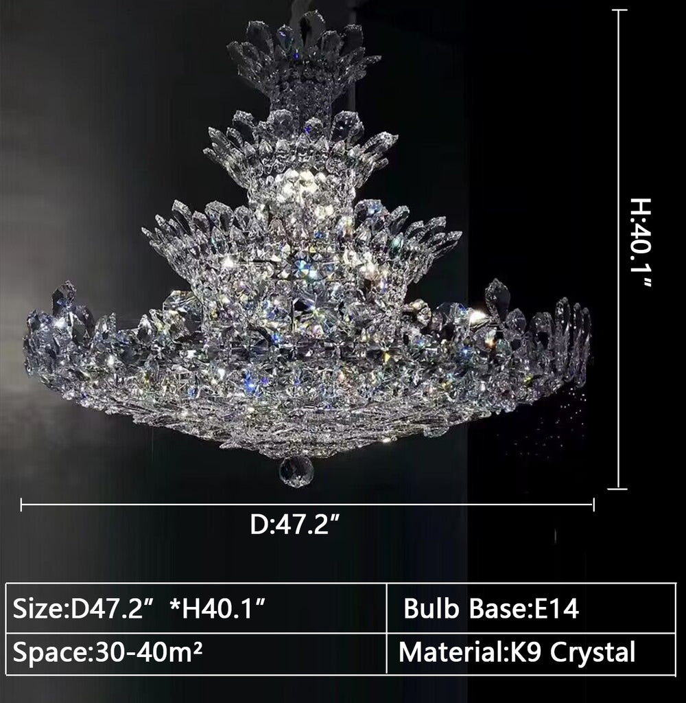 D47.2"*H40.1" Large crystal chandelier flower modern light luxury crystal light for living room/bedroom/foyer/staircase.