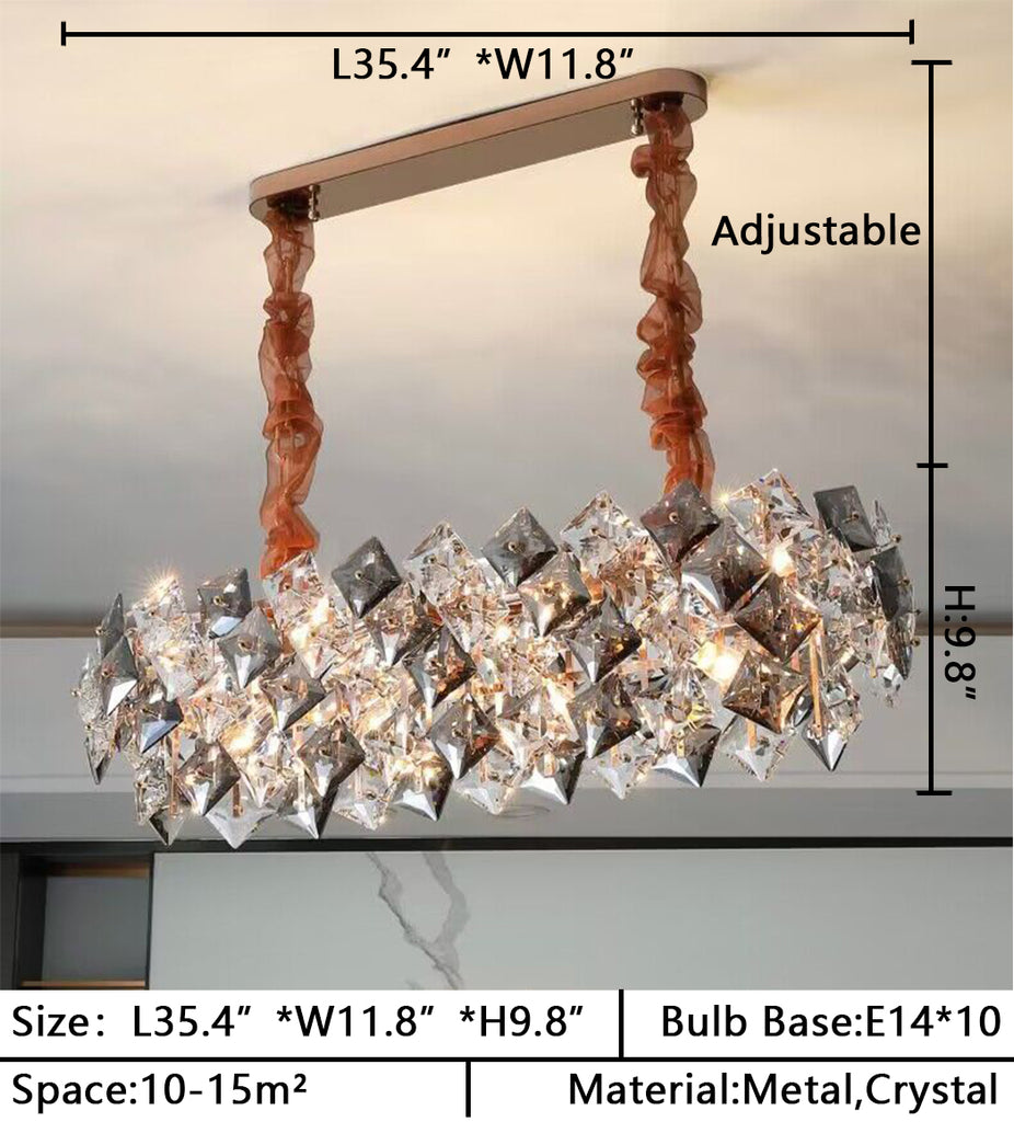 Rectangle L35.4inches W11.8inches 10 lights crystal chandelier ceiling chandelier light for dining table/dining room/bedroom/living room/coffee table/bar