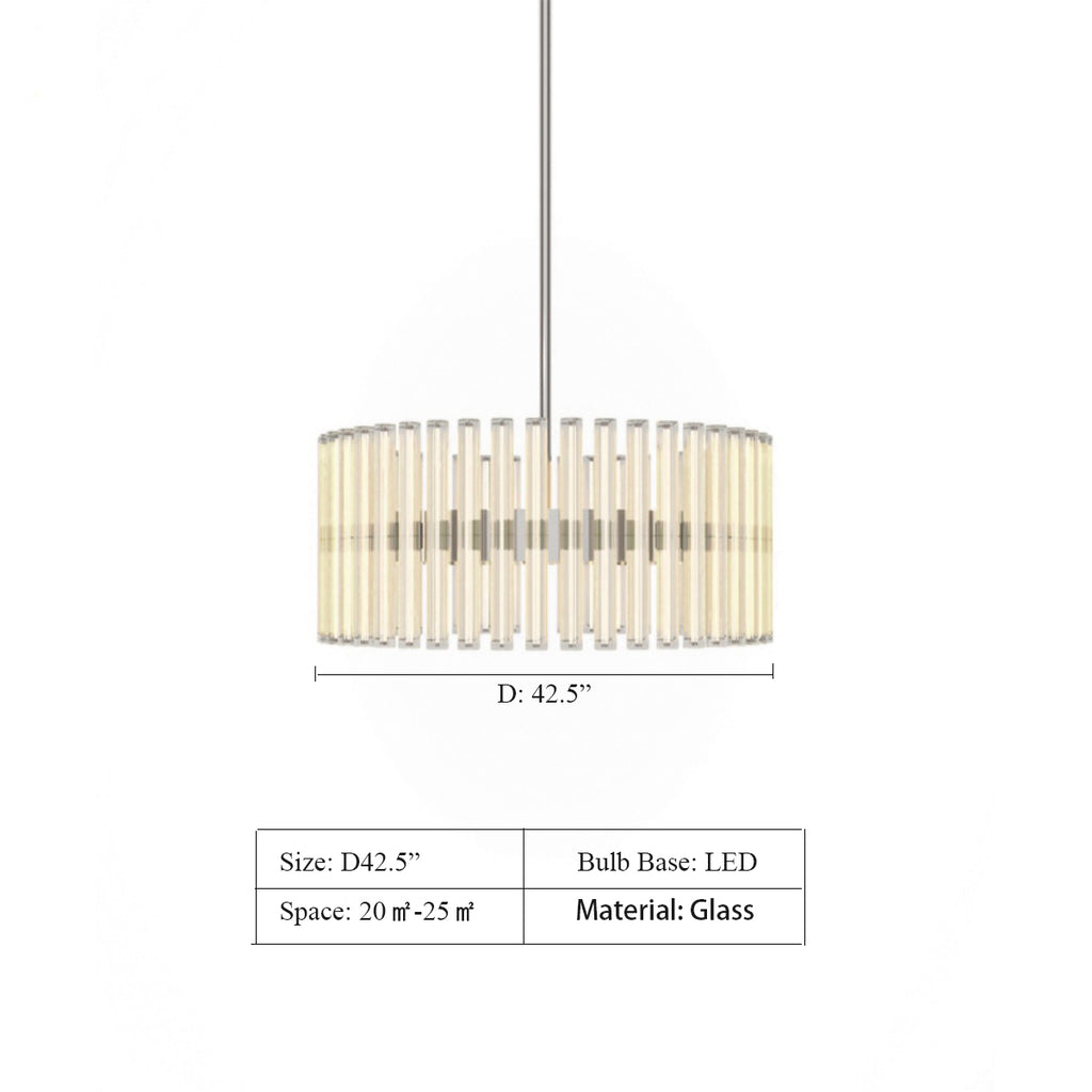 D42.5"  round, modern, nordic, scandinavian, minimalist, glass, rod, pendant, chandelier, living room, hallway, foyer, home office, 