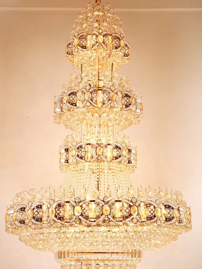 Oversized Empire Gold Crystal Chandelier Luxury Light Fixture for Foryer Staircase/ High Ceiling Living room / Hallway/ Entryway