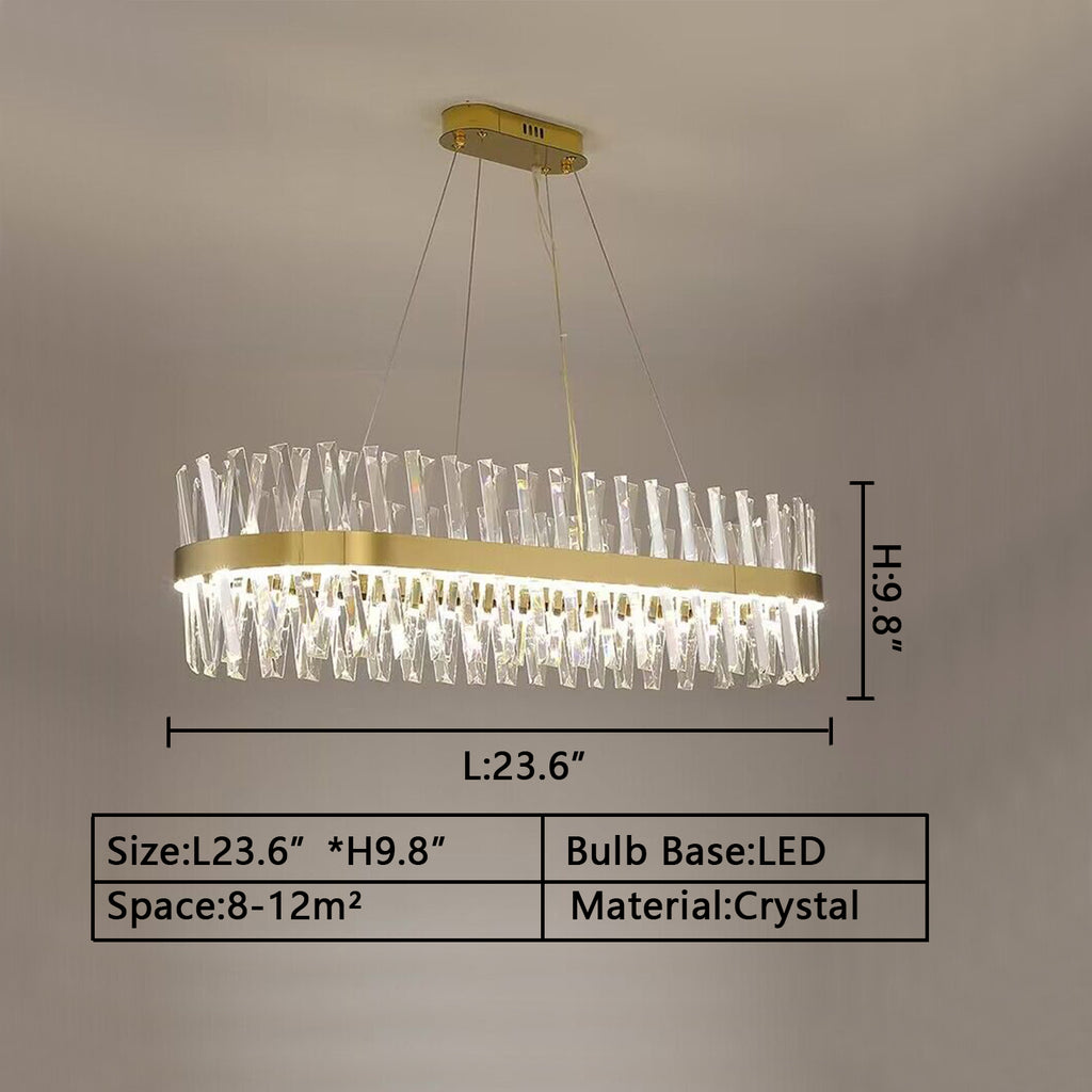 L23.6inches *H9.8inches rectangle SDFGH crystal chandelier ceiling light round gold dormer prysm LED light luxury light fixture for house decor/home design.living room/dining room/bedroom/coffee table/bar/dining table