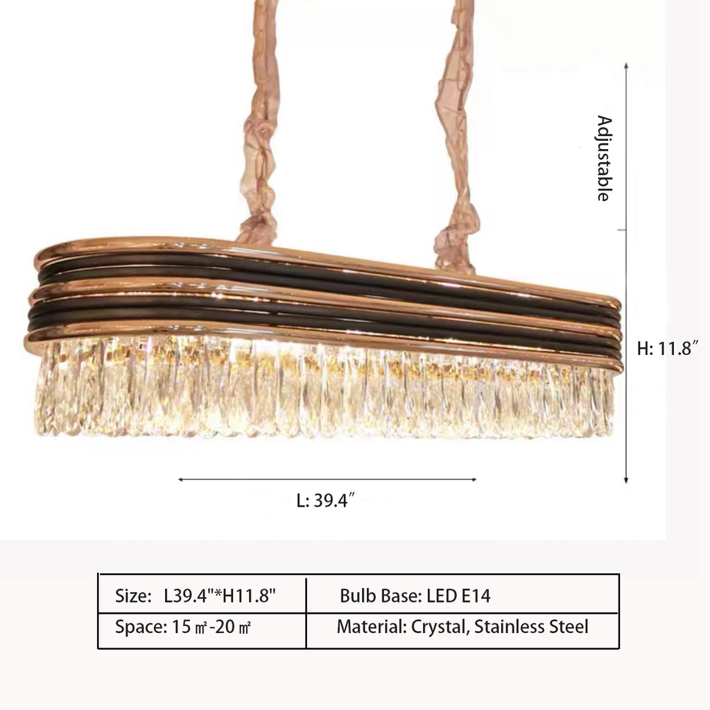 Oval: L39.4"*H11.8"  Modern Multi-Tier Crystal Pendant Chandelier Suit for Living/ Dining Room/ Bedroom  Crystal, Stainless Steel
