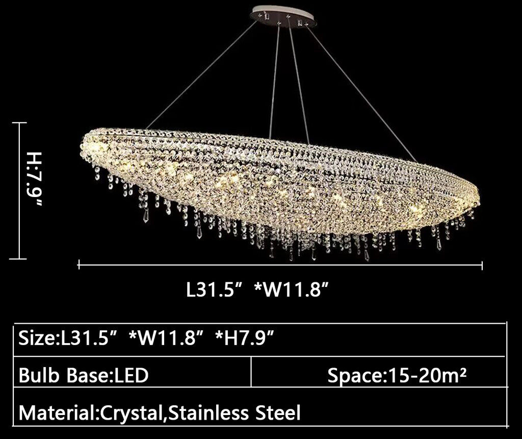 L31.5"*W11.8"*H7.9"  adventurous, boat-shaped, crystal, pendant, chandelier, cafes, living room, bedroom