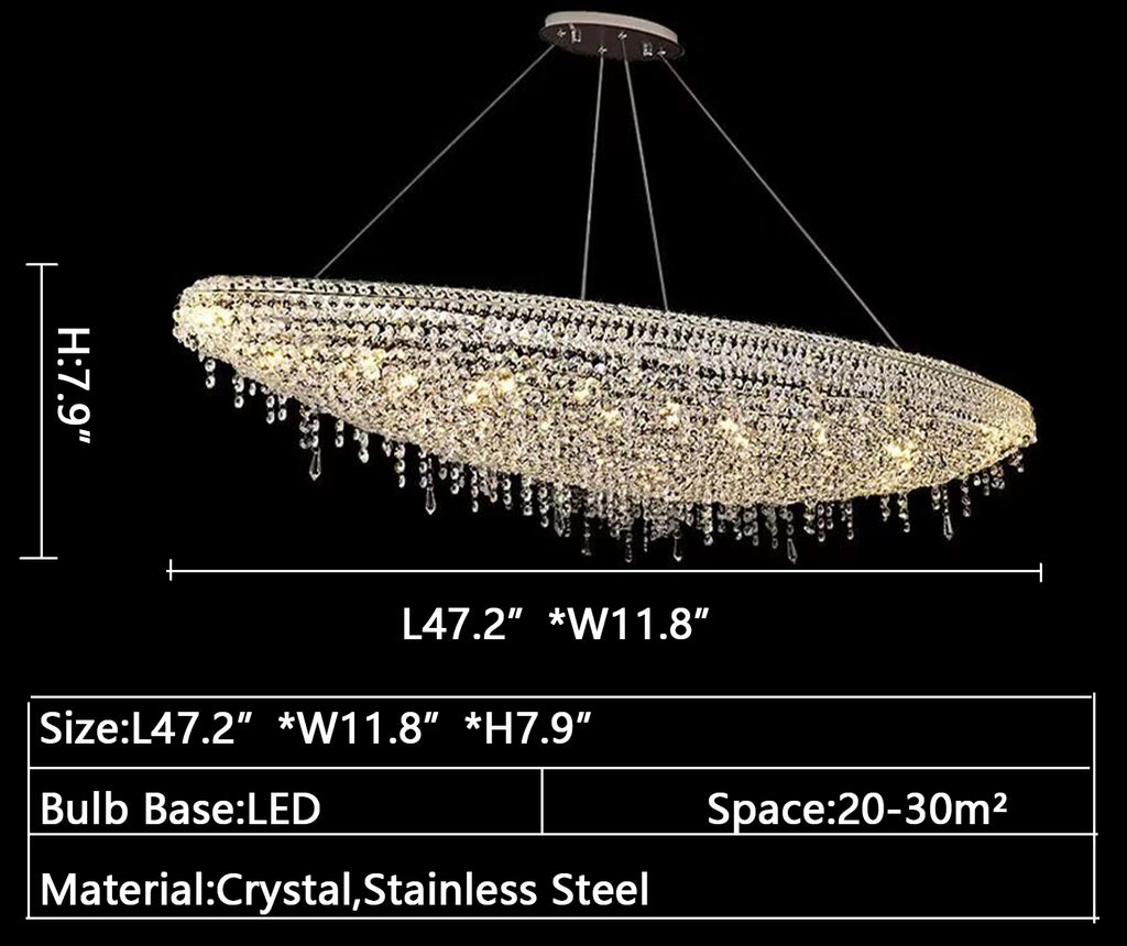 L47.2"*W11.8"*H7.9"  adventurous, boat-shaped, crystal, pendant, chandelier, cafes, living room, bedroom