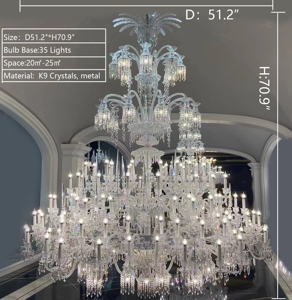 D51.2inshes*H70.9inches branches crystal chandelier  large circular tiered light lamps for villa entryway/hotel lobby/hall.dining room