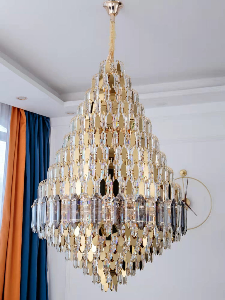 modern extra large affordable golden luxury gorgeous stunning engaging applicable proper fitting good enough requisite enthralling interesting bling bling a real head turner user friendly crystal chandelier for foyer/big hallway/high ceiling living room/duplex/villa