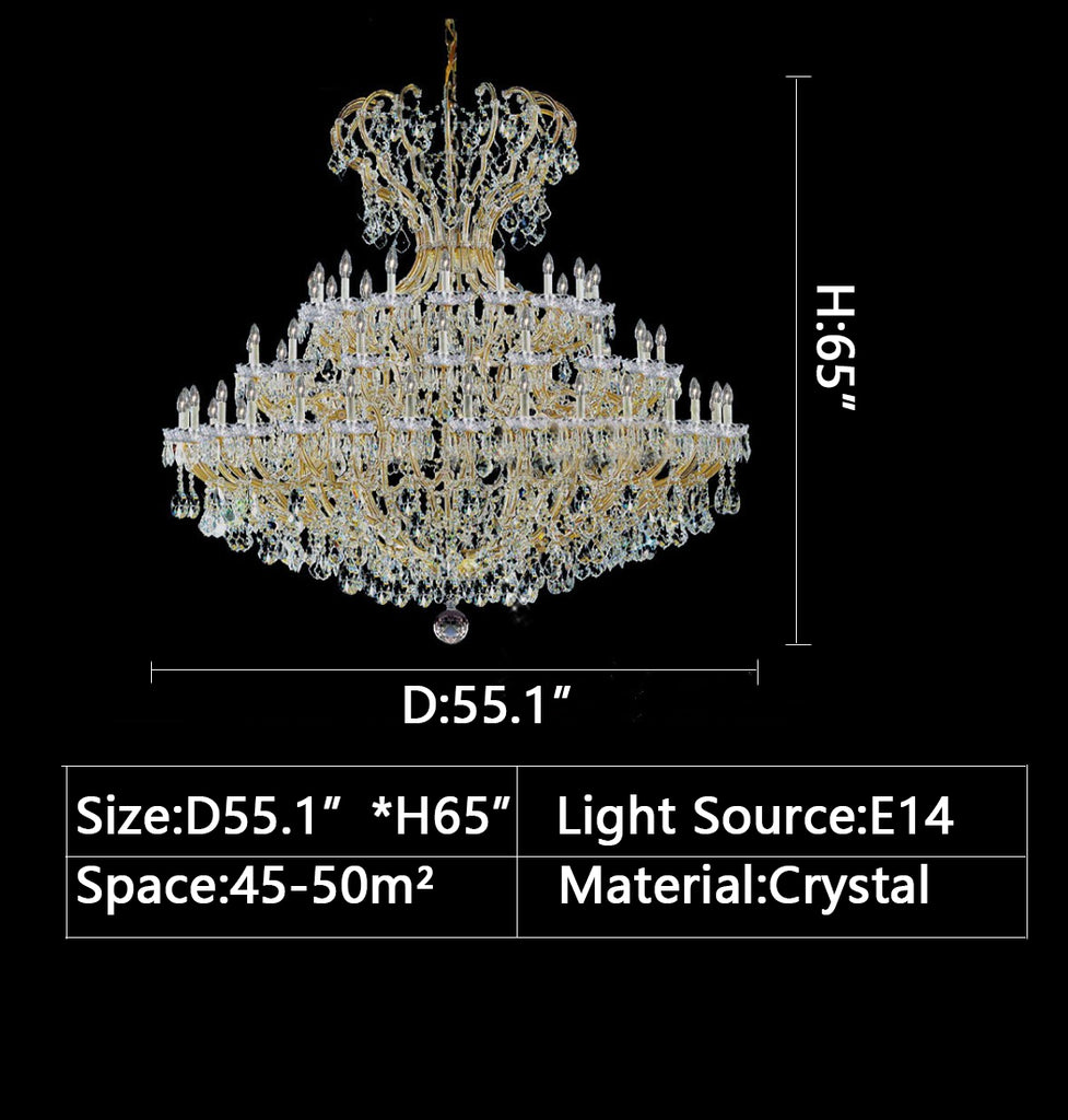 D55.1"*H65" Extra large multi-layers candle Traditional luxury crystal chandelier from the Maria Thersea Collection Model:8187 CH C build same model.for villas/duplex buildings/lofts living room/bedroom/foyer/entryway/staircase.