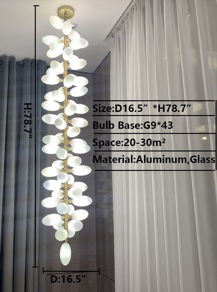 H78.7" 43lights Nordic Modern Glass long Chandelier For staircase/entryway/lobby/hallway