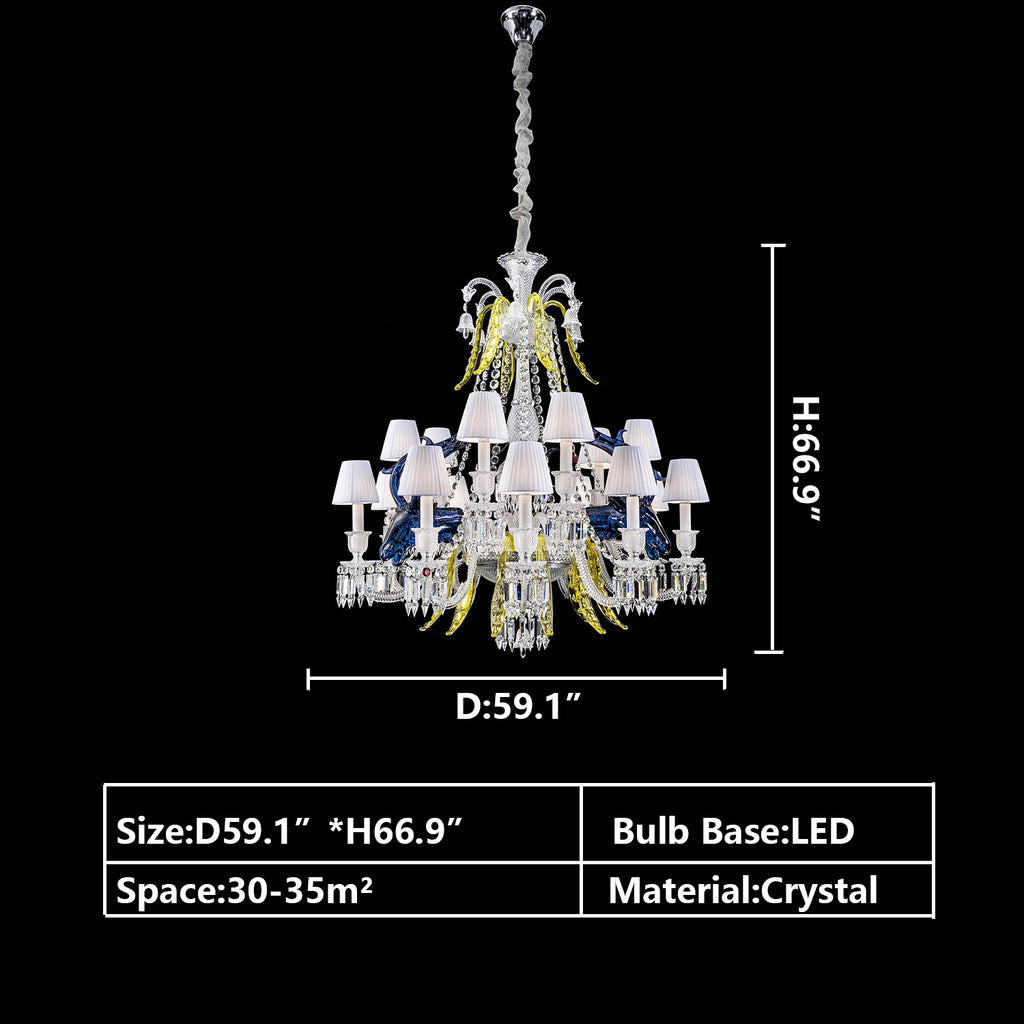 d59.1" classic crystal chandelier candle tiered traditional light fixture for living room/dining room/bedroom decor
