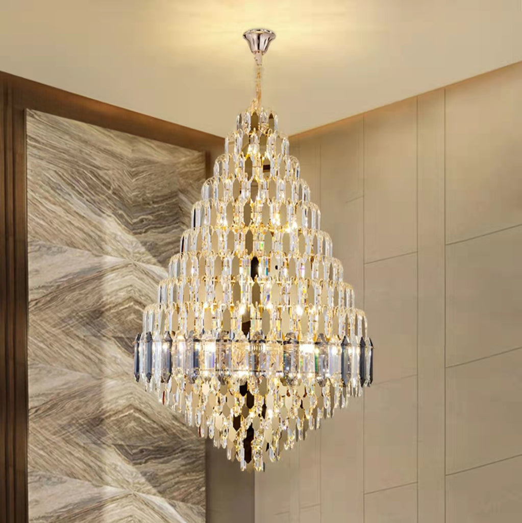 modern extra large affordable golden luxury gorgeous stunning engaging applicable proper fitting good enough requisite enthralling interesting bling bling a real head turner user friendly crystal chandelier for foyer/big hallway/high ceiling living room/duplex/villa