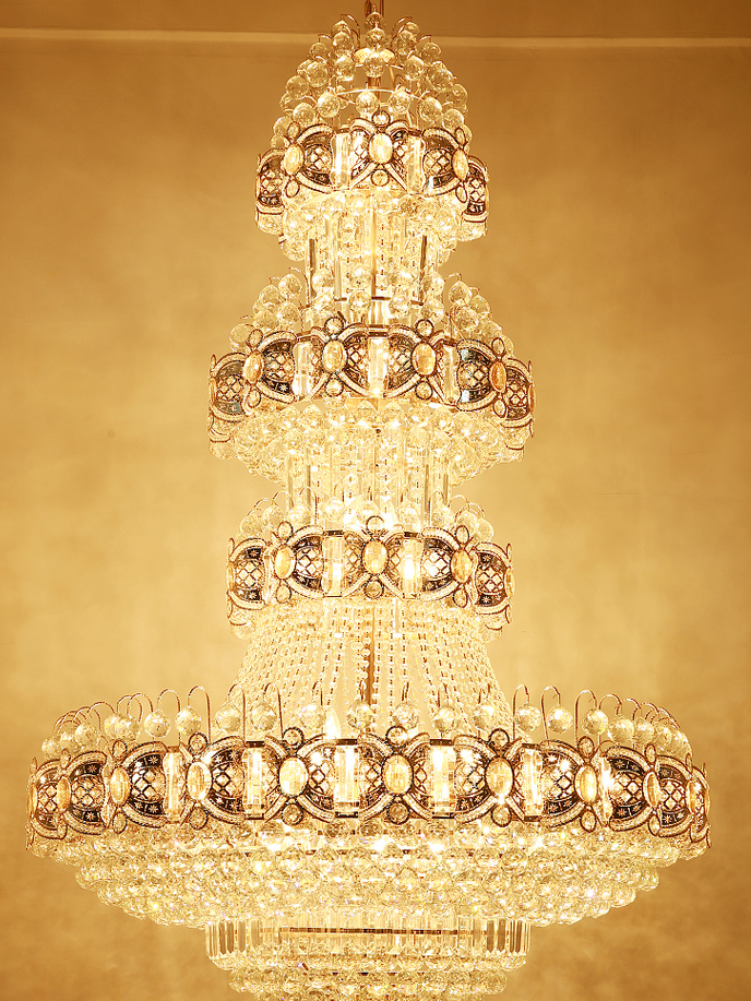 Oversized Empire Gold Crystal Chandelier Luxury Light Fixture for Foryer Staircase/ High Ceiling Living room / Hallway/ Entryway