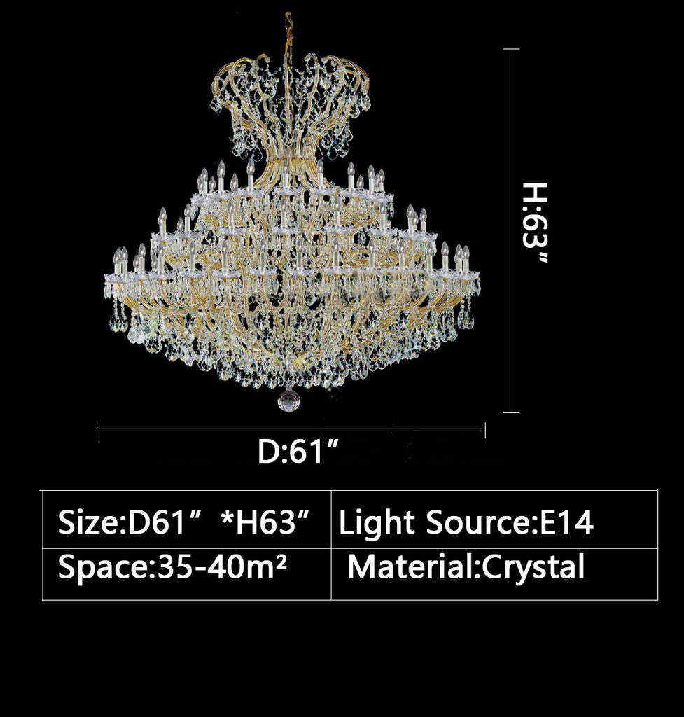 D61"*H63" Extra large multi-layers candle Traditional luxury crystal chandelier from the Maria Thersea Collection Model:8187 CH C build same model.for villas/duplex buildings/lofts living room/bedroom/foyer/entryway/staircase.