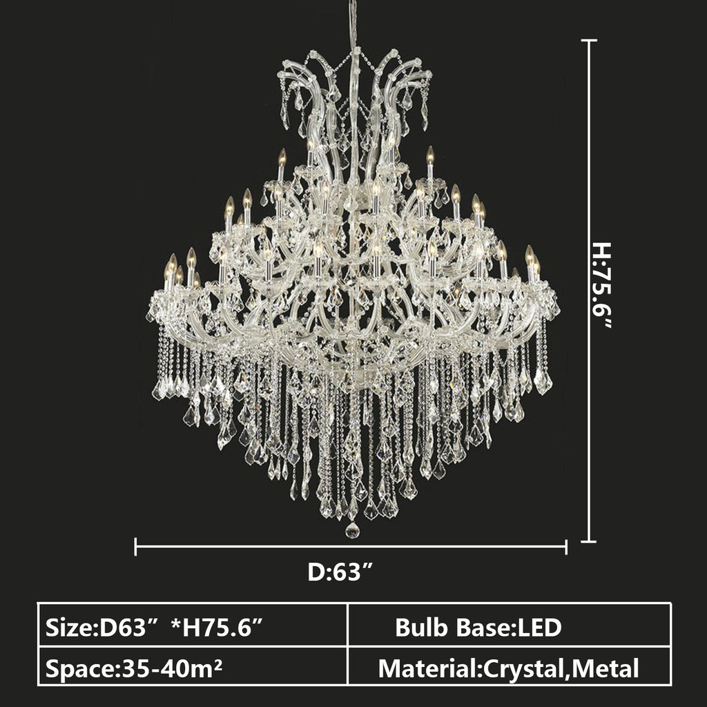 D63"*H75.6" Extra lrage silver/chrome candle crystal chandelier branch light for 2-story/duplex buildings big-foyer/staircase/living room/hallway/entryway /coffee shop/bar/restaurant