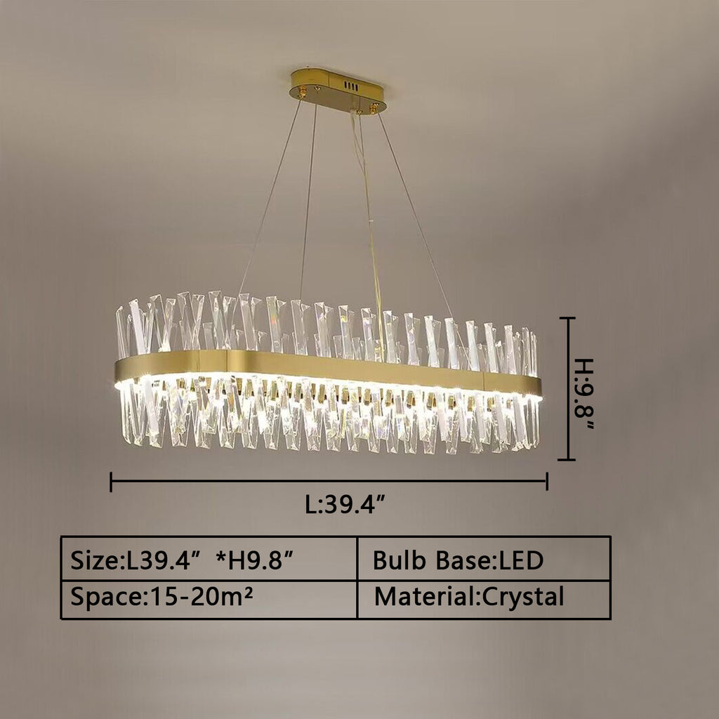 L39.4inches*H9.8inches rectangle SDFGH crystal chandelier ceiling light round gold dormer prysm LED light luxury light fixture for house decor/home design.living room/dining room/bedroom/coffee table/bar/dining table