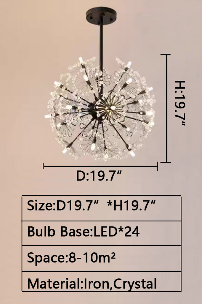 Cluster: D19..7"*H19.7"  flower, floral, pendant, iron, crystal beaded, suit, dining table, bedroom