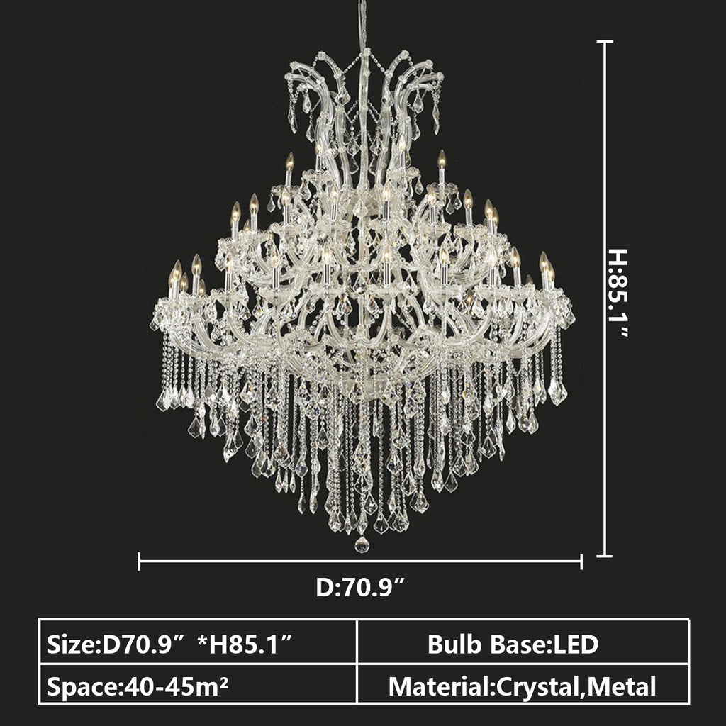 D70.5"*H85.1" Extra LARGe silver/chrome candle crystal chandelier branch light for 2-story/duplex buildings big-foyer/staircase/living room/hallway/entryway /coffee shop/bar/restaurant