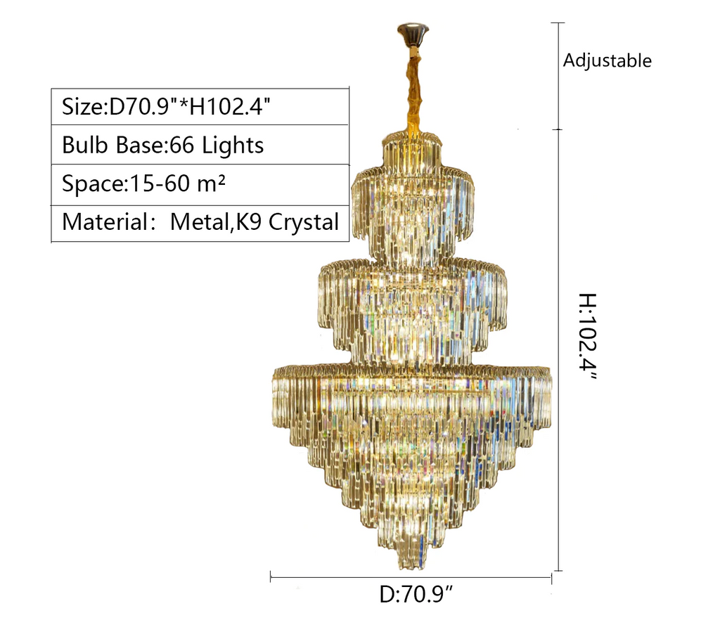 extra large D70.9inch*H102.4inch  empire crystal chandelier classic light fixture for dining room/hallyway/entryway/stairwell