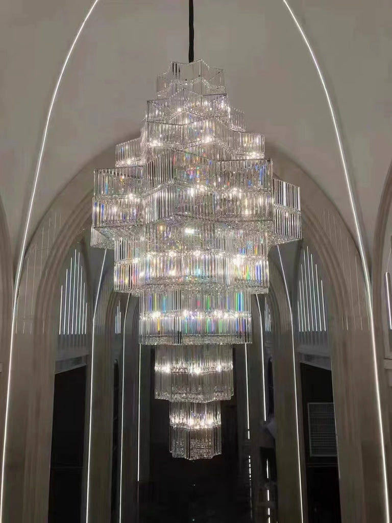 modern extra large affordable golden luxury gorgeous stunning engaging applicable proper fitting good enough requisite enthralling interesting bling bling a real head turner user friendly crystal chandelier for foyer/big hallway/high ceiling living room/duplex/villa