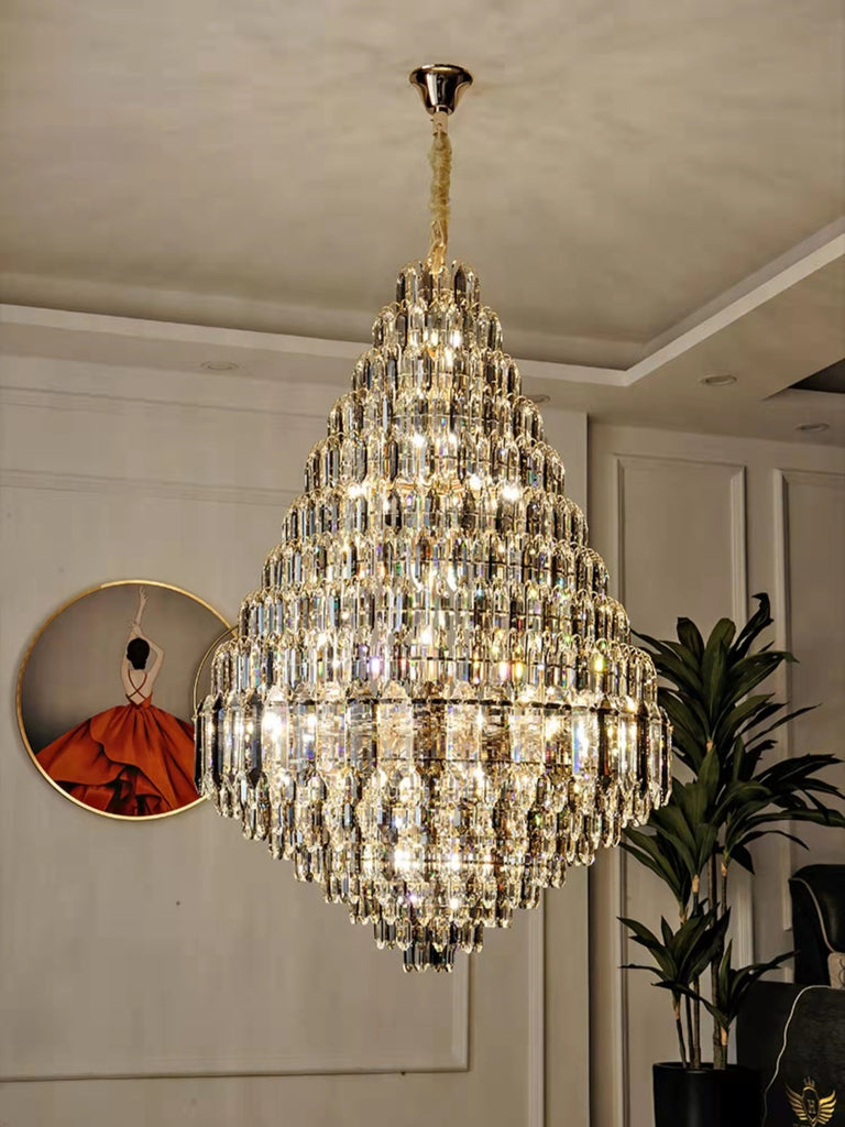 modern extra large affordable golden luxury gorgeous stunning engaging applicable proper fitting good enough requisite enthralling interesting bling bling a real head turner user friendly crystal chandelier for foyer/big hallway/high ceiling living room/duplex/villa