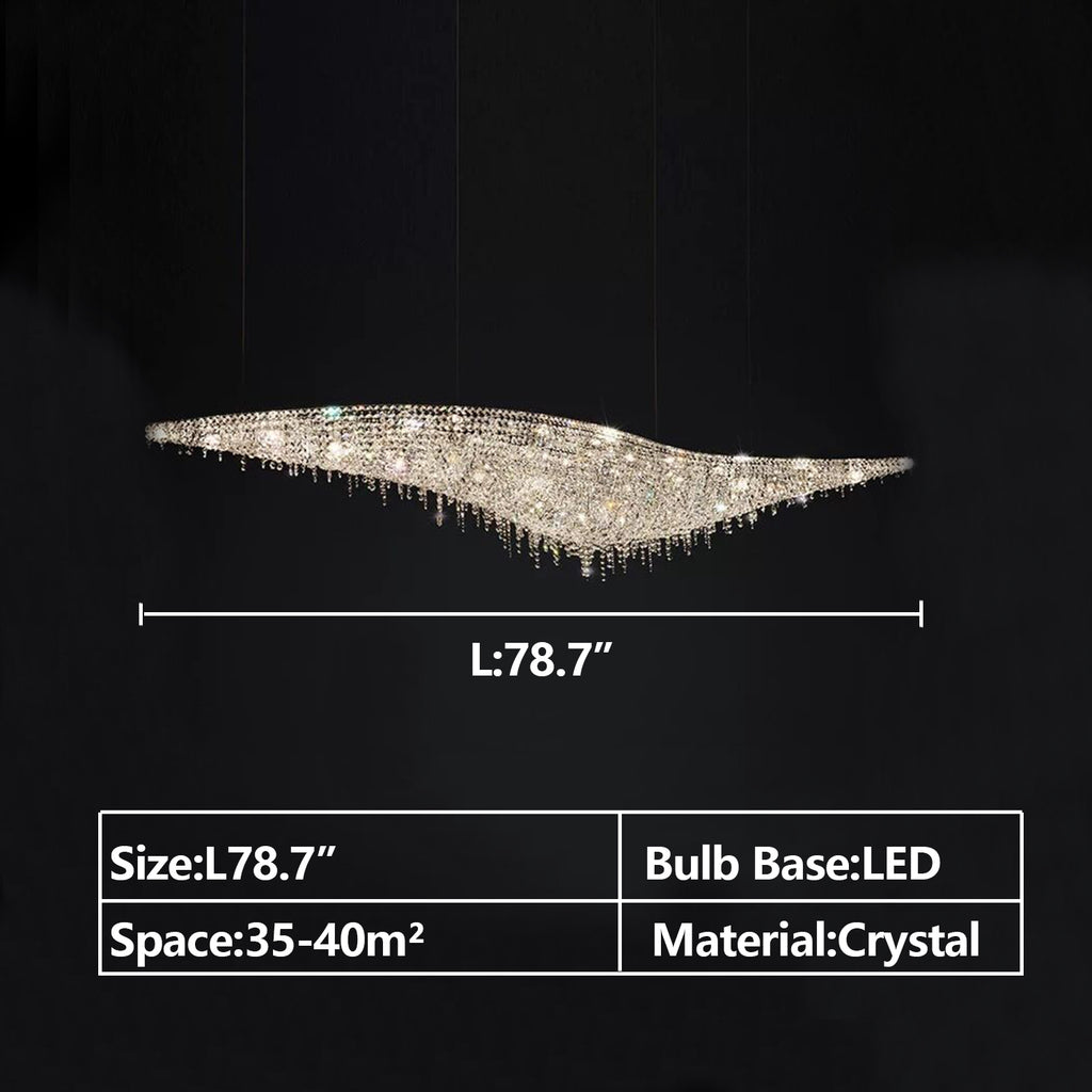 L78.7"EXTRA LARGE/OVERSIZED/LONG Italian art modern crystal chandelier s-shaped/wave crystal light fixture for dining table/coffee table/bar/kitchen island big space