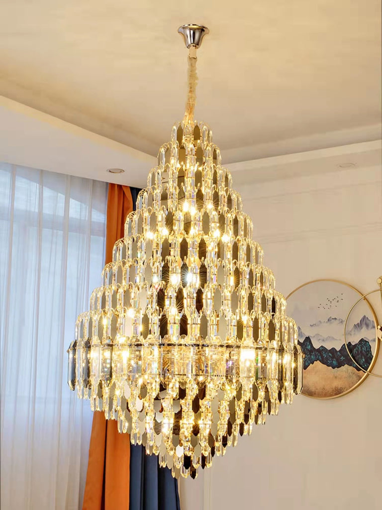 modern extra large affordable golden luxury gorgeous stunning engaging applicable proper fitting good enough requisite enthralling interesting bling bling a real head turner user friendly crystal chandelier for foyer/big hallway/high ceiling living room/duplex/villa