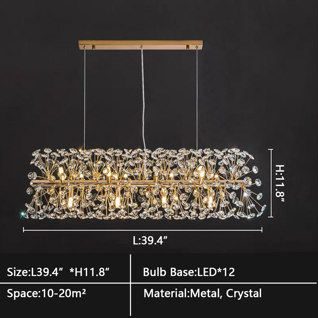 Rectangle: L39.4"*H11.8"  suit, dandelion, crystal, gold, mirror metal, living room, bedroom, dining tablesuit, dandelion, crystal, gold, mirror metal, living room, bedroom, dining table