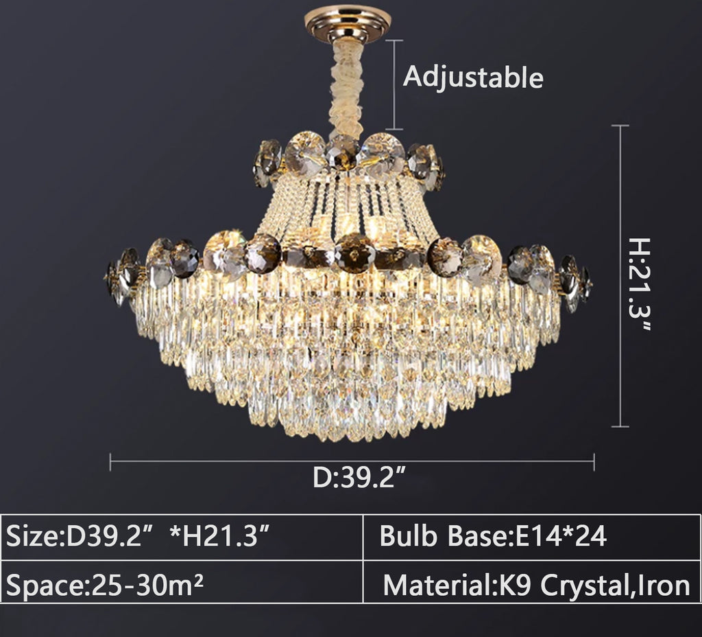 Round: D39.2"*H21.3"  crystal, modern, pendant, French, chandelier suit, living room, large 