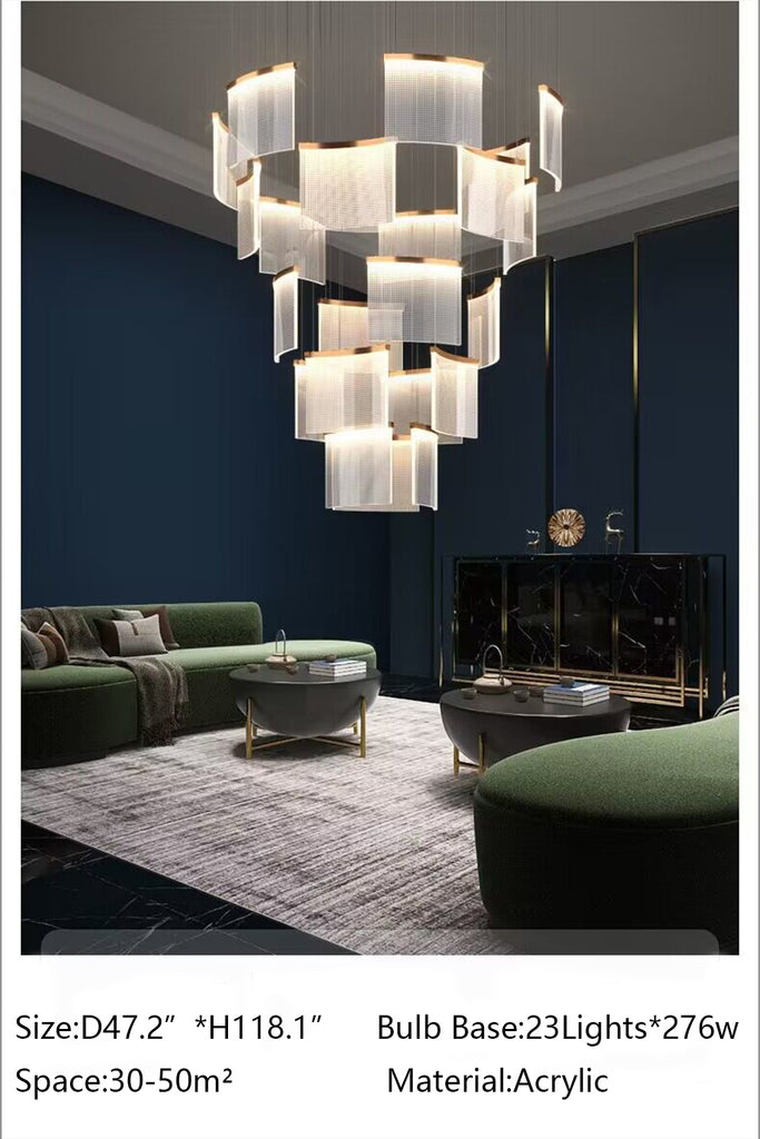 D47.2" oversized round chandelier luxury and modern for luxury villa hallyway/living room/stairwell/foyer/entryway...