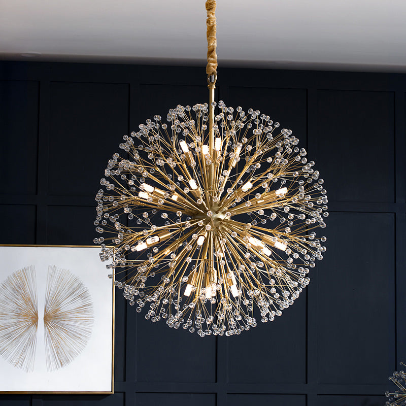 dandelion, crystal. modern, metal, aluminum, livling room, dining room, bedroom.Post-modern Creative Dandelion Chandelier Crystal Light Fixture for Living Room/ Dining Room.Elk Lighting Starburst 19 Light Chandelier Model:11547/19