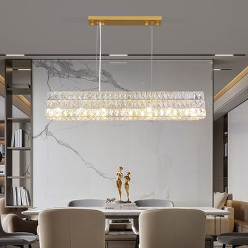 modern, rectangle, crystal, scandinavin, dining table, chandelier