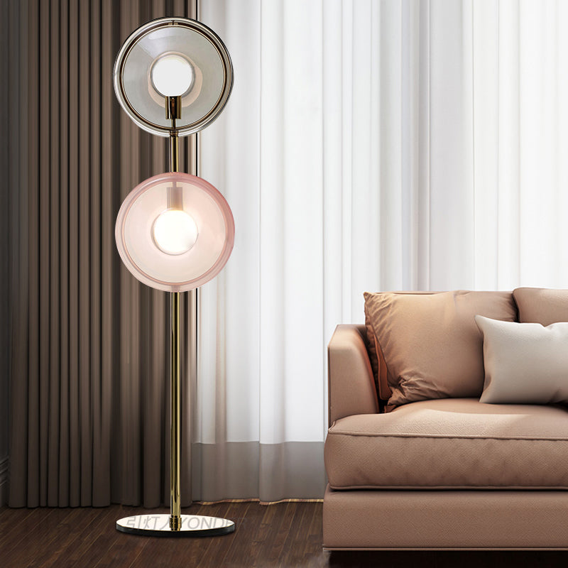 Art Post-Modern Avant Multi-Color Round Disk Lamp for Living Room/Bedroom  floor lamp, table lamp, light pink, gray, grey, blue