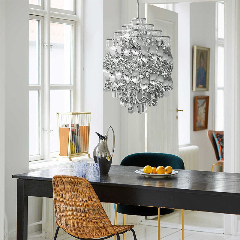Spiral SP01 Pendant Lamp Verpan   Spiral Mini Pendant Light in Chrome by Verner Panton Post-modern Tiered Spiral Pendant Light in Chrome/Gold Finish for Coffee Table