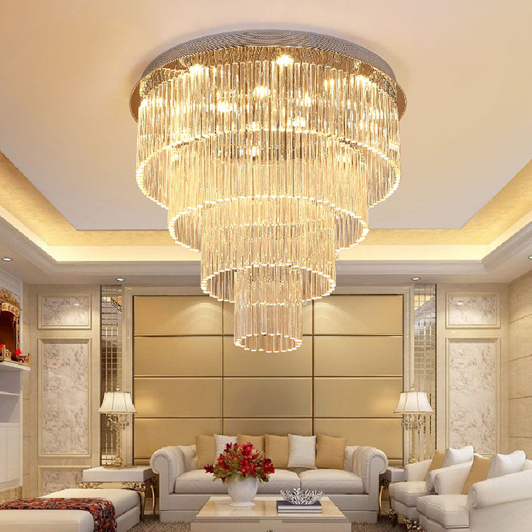 flush mount, extra large, multi-layer, tiered, crystal, chandelier, large living room,  