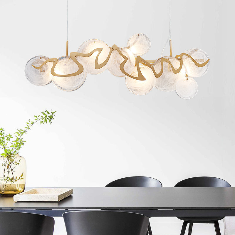 Oversized Post-Modern Glass Wheel Collection Pendant Chandelier for Dining Table Gold Iron Glass Lustre Chandelier