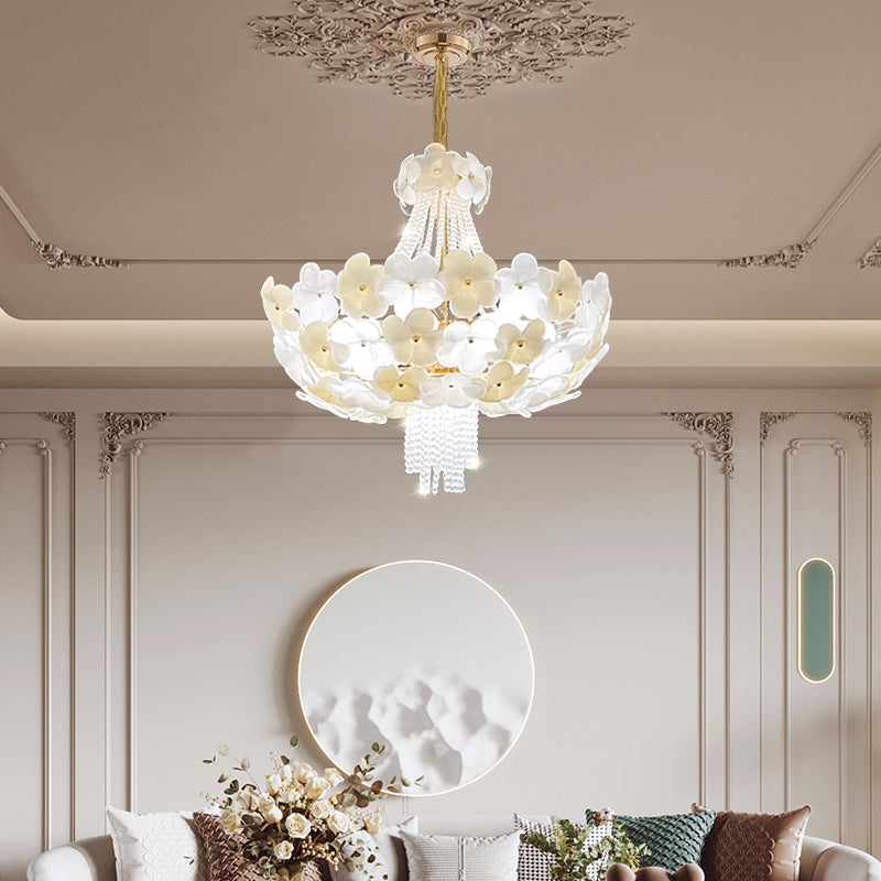 Flower Petal Cluster Bouquet Pendant Chandelier for Living Room/Bedroom/Big Hallway  floral, crystal pendant
