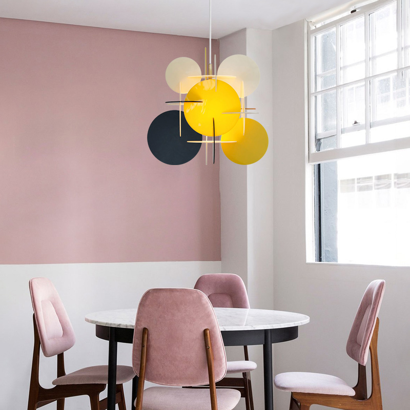PLEXI GLASS LAMPS BY VIBEKE FONNESBERG SCHMIDT   Post-modern Nostalgic Coloful Round Disc Collection Chandelier for Dining Room/Kid's Room
