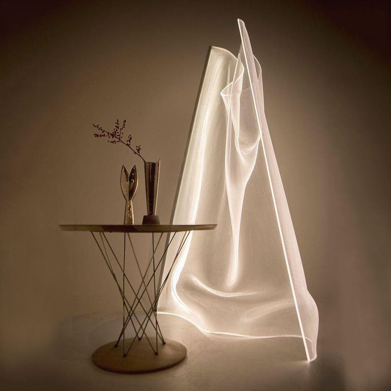 art, postmodern, avant, adventurous, silk-like, acrylic, floor lamp, floor light, living room, dining room, bedroom, divider, screen, home decor, Spanish Partisans, Gweilo, Parachilna