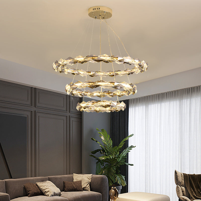Oversized Art Tiered Crystal Wreth Pendant Chandelier for Living/Dining Room/Bedroom 
