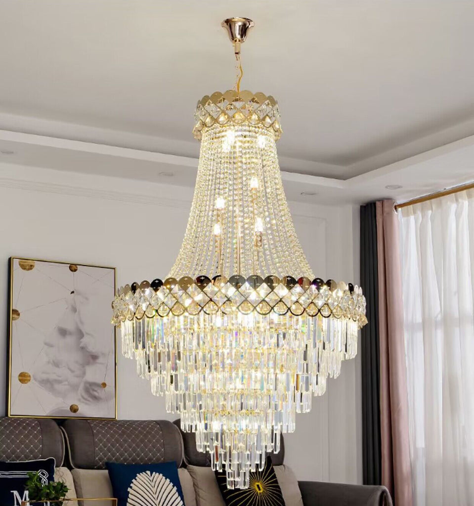 extra large crystal chandelier,empire luxury style light pendant modern for villa/duplex buildings/loft living room/entryway/foyer/staircase/stairwell/entrance.shopping mall center,hotel lobby,coffee shop ,bar....