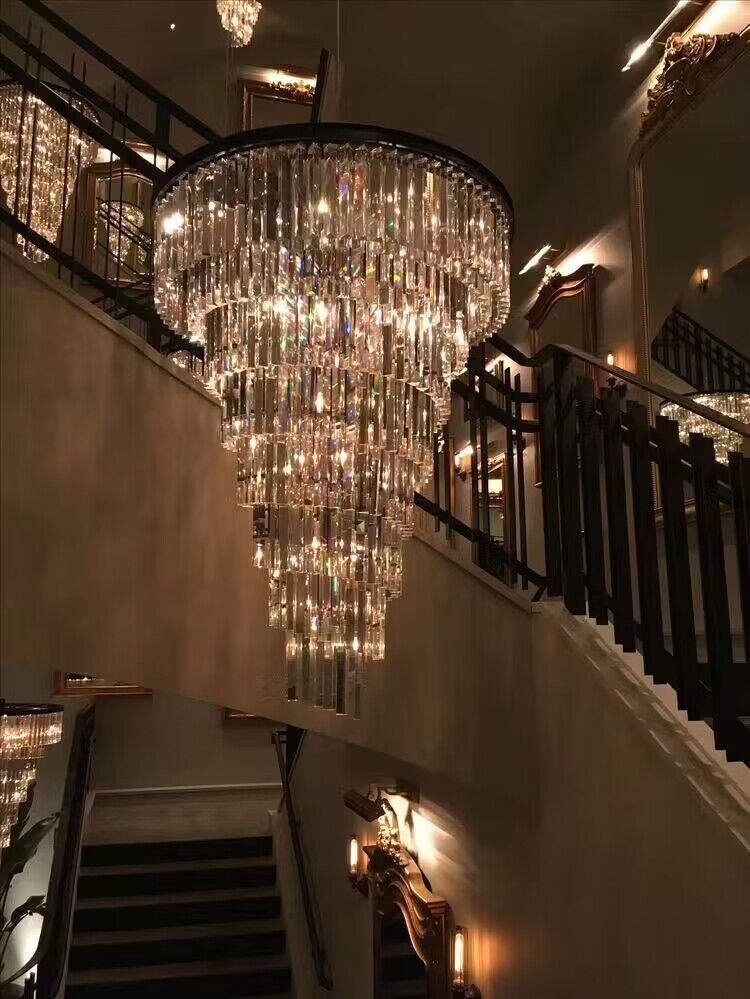 VECCINI ODEON SPIRAL TIERED/ LAYERED CRYSTAL FRINGE CHANDELIER  Original Italian imported high-quality spin staircase crystal chandelier decorate your house:living room/dining room/stairwell/foyer/villa hall/entryway/hotel lobby/coffee shop/cafe  restaurant 