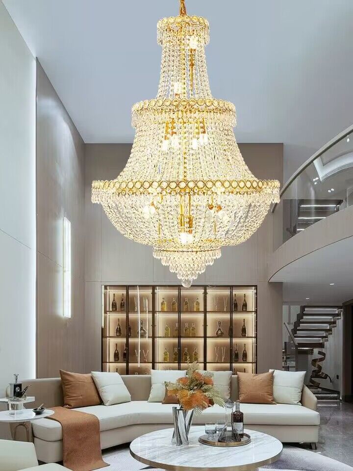 Oversize multi-layers luxury crystal chandelier  empire style light fixture for villas/duplex buildings/lofts/high floors living room/dining room/entryway/foyer/staircase/entrance/stairwell.and hotel hall,lobby,coffee shop,restaurant, cafe, 