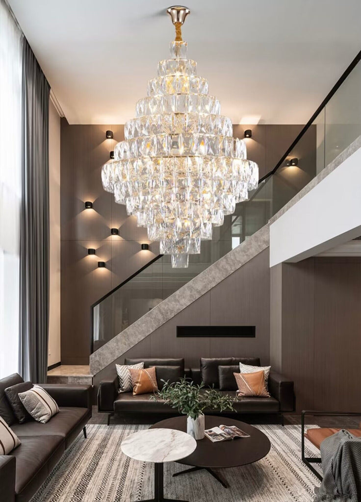 Extra large/oversize Modern Honeycomb Long Crystal Chandelier,Large Luxury Light Fixture For Foyer/Staircase/Hallway 
