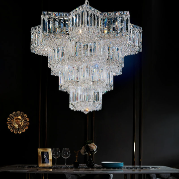 Small star Equinoxe  Multi-Tier Chandelier lumens same model  Multi-layers Modern Fashion Popular Star-shaped Crystal Chandelier For Small Living/Dining Room, Staircase