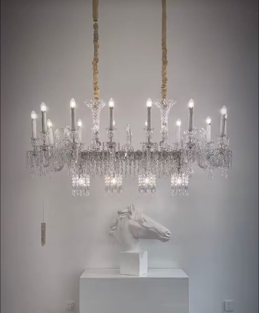extra large rectangle italian  elegant candle crystal chandelier D31.5"*W13.8"*H9.4" ;D39.4"*W13.8"*H9.4"  for villas/duplex buidings/lofts/dining room/living room.. restaurant,coffee shop/cafe/bar...