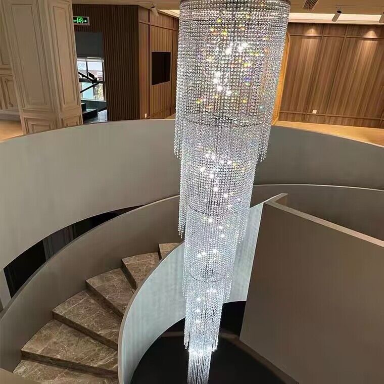 Extra large multi-layers fishtail long crystal chandelier for villas/duplex buildings/ lofts/high-floors staircase/foyer/entryway... bar.restaurant,hotel lobby/hallway/big hall/shopping manll.