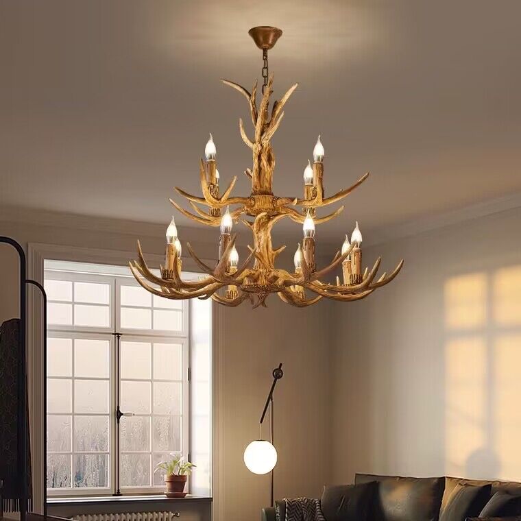 antler, retro, antique, vintage, rustic, resin, pendant, chandelier, living room, dining room, cafe, bar, restaurant